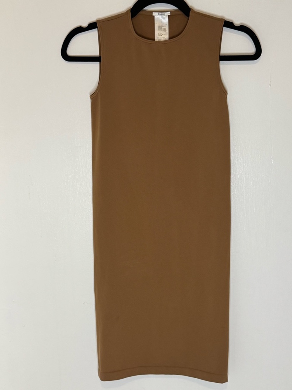 Wolford Sleeveless Midi Dress in Camel Brown